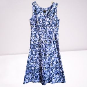 Eddie Bauer Blue Dress Surplice Wrap Sleeveless Abstract Print